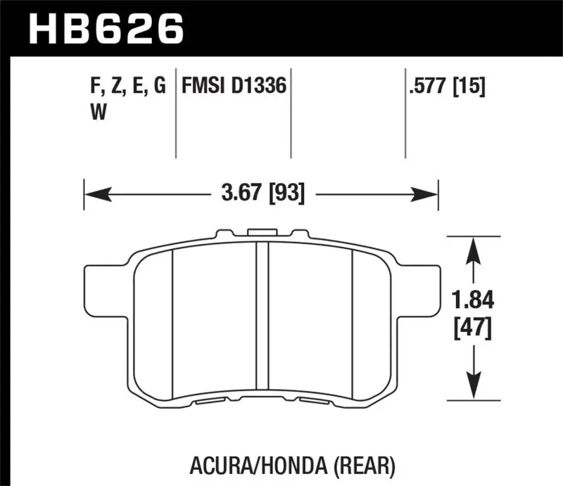 Hawk Performance Hps Street Rear Brake Pads For 08-10 Honda Accord 2.4L/3.0L/3.5L And 09-10 Acura Tst 2.4L 2