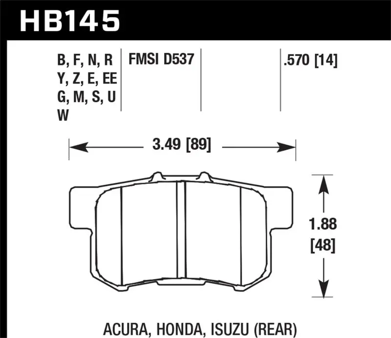 Hawk Performance Hps Street Rear Brake Pads For 2002-2013 Honda Civic Si 1