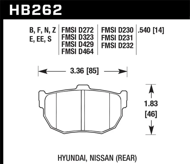 Hawk Performance Hps Street Rear Brake Pads For 89-97 Nissan 240Sx Se 2
