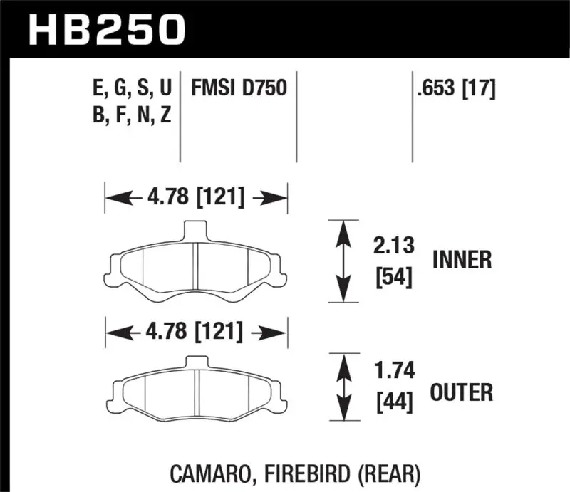 Hawk Performance Hps Street Rear Brake Pads For 98-02 Chevrolet Camaro 5.7L/3.8L And Pontiac Firebird 5.7L/3.8L 1