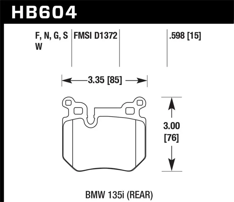 Hawk Performance Hps Street Rear Brake Pads For Bmw 135I 2008-2013 And 135Is 2013 1