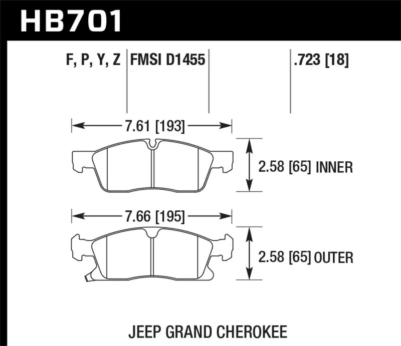 Hawk Performance Lts Front Street Brake Pads For 11-12 Dodge Durango / 11-12 Jeep Grand Cherokee 1