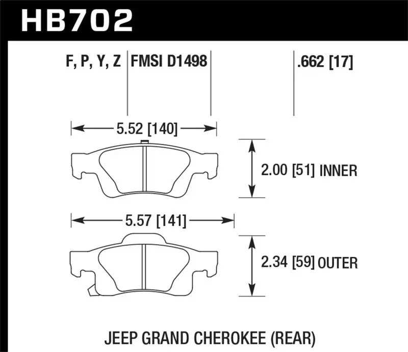 Hawk Performance Lts Rear Street Brake Pads For 11-12 Dodge Durango / 11-12 Jeep Grand Cherokee 1