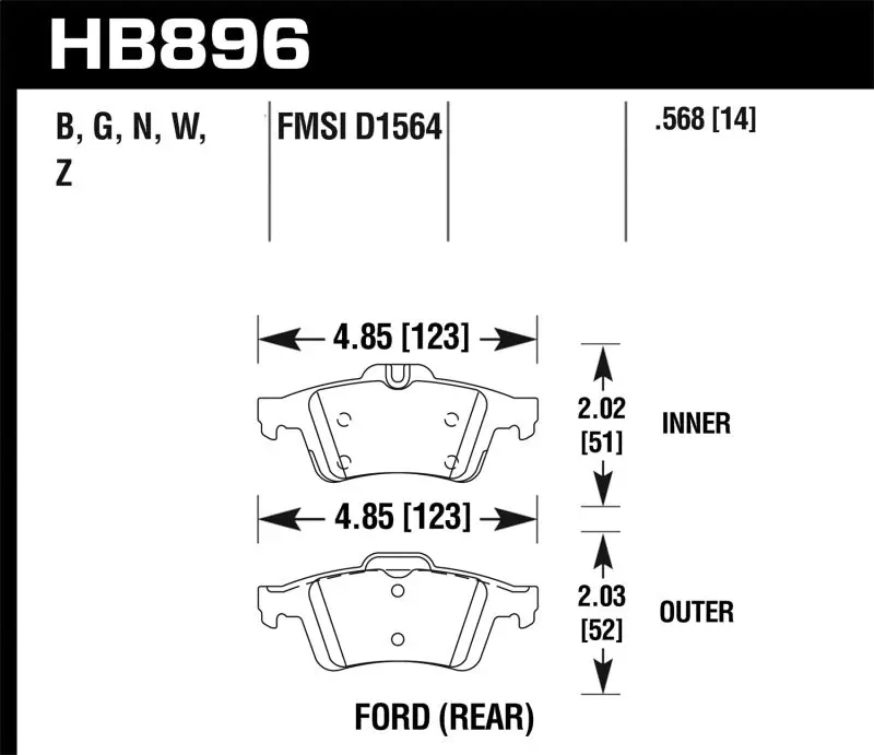 Hawk Performance Pc Rear Brake Pads For 16-18 Ford Focus Rs 1