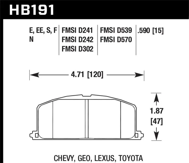 Hawk Performance Race Front Brake Pads For 86-88 Chevy Nova / 90-92 Geo Prizm Gsi / 90-92 Prizm Lsi / Toyota Models 1