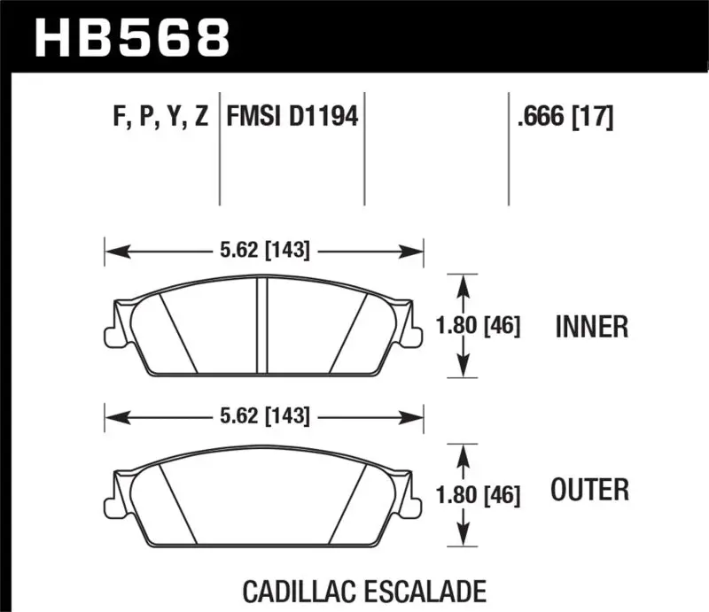 Hawk Performance Rear Brake Pads For 07-08 Escalade 6.2 / 07-08 Avalanche Super Duty 1