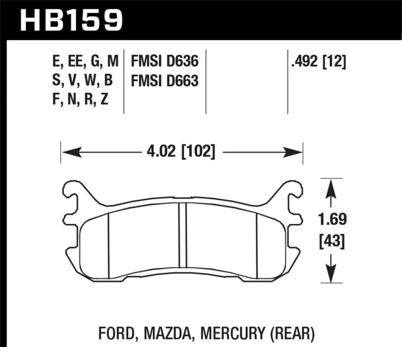 Hawk Performance Rear Er-1 Brake Pad Set For 03-05 Mazda Miata 2