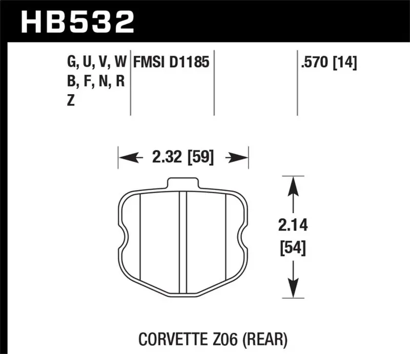 Hawk Performance Rear Performance Ceramic Brake Pads For 06-10 Chevy Corvette Oem Pad Design 2