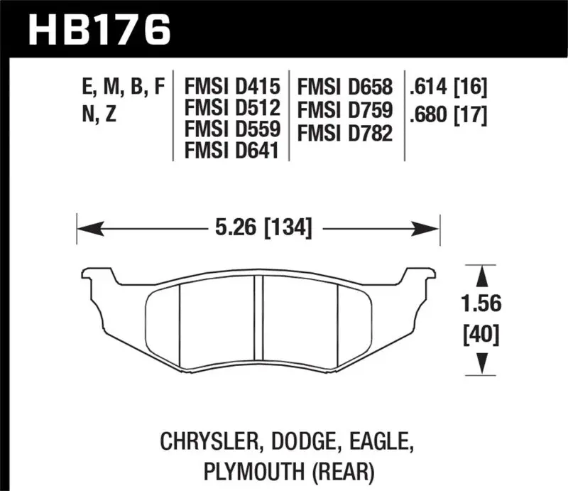 Hawk Performance Srt4 Hp+ Street Rear Brake Pads For Chrysler Dodge Neon 2003-2005 1