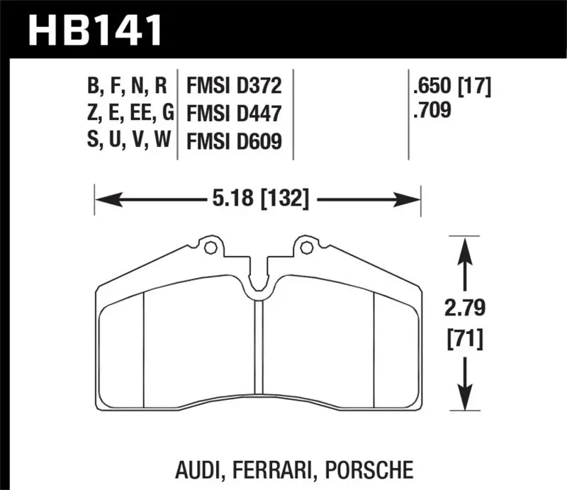 Hawk Performance St-40 Hp+ Rear Street Brake Pads For Audi/Porsche 911 928 944 968 1