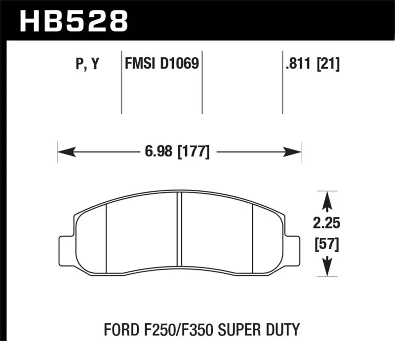 Hawk Performance Street Front Brake Pads For 05-11 Ford F250/F350 And 2011 Ford F550 Superduty 2