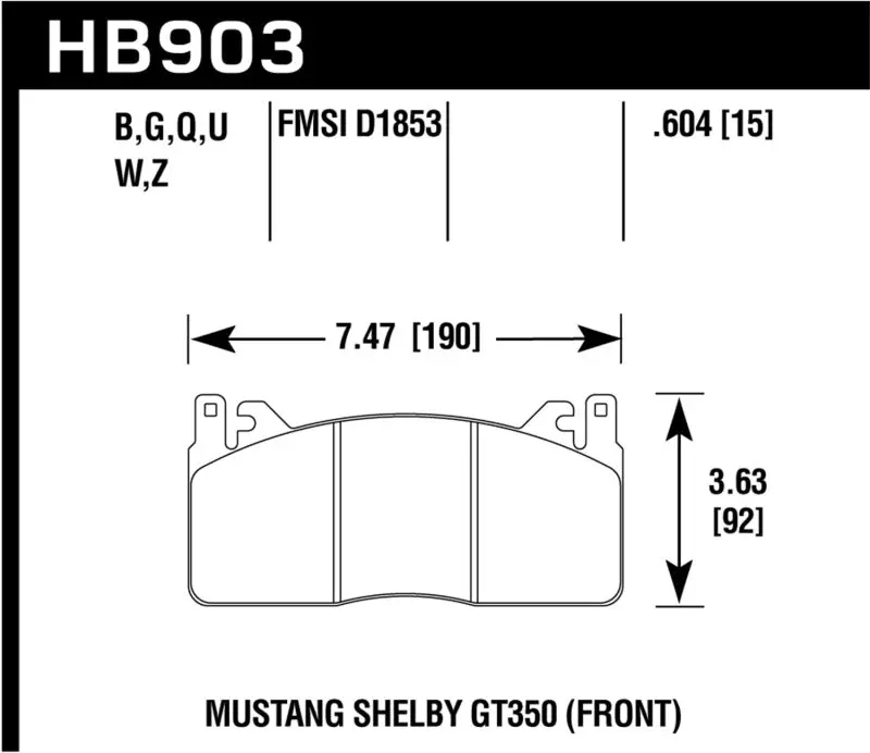 Hawk Performance Track Only 15Mm Thick Dtc-70 Brake Pads For 2015-2019 Ford Mustang Gt Ecoboost Shelby 1