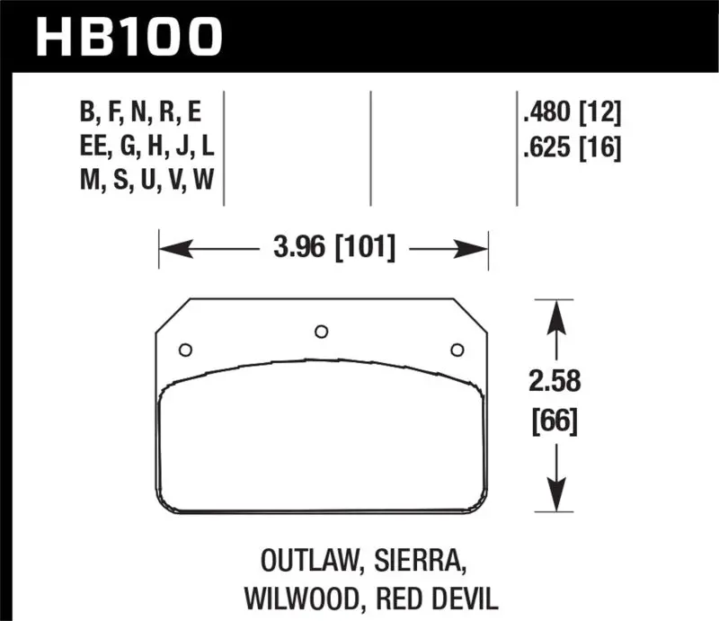 Hawk Wilwood Dynalite Caliper Street Brake Pads For 12Mm - Vehicle Compatibility Not Provided 1
