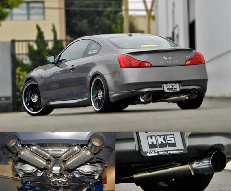 Hks Dual Hi-Power Ti Tip Catback Exhaust For 08-13 Infiniti G37 Coupe Sus304 No Coating 1