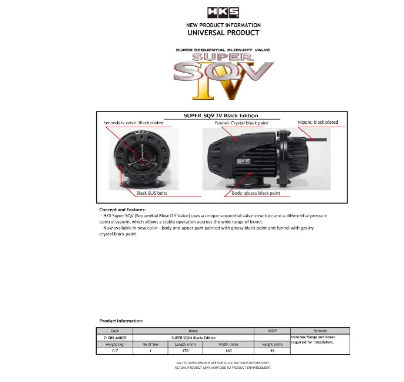 Hks Super Sqv4 Black Edition Blow Off Valve Assy 1
