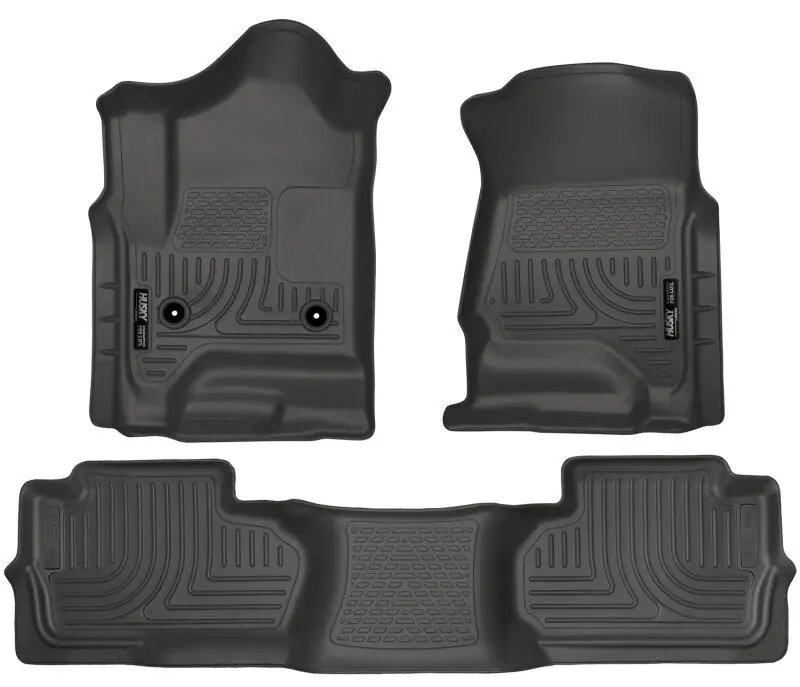Husky Liners Weatherbeater Black Front&2Nd Seat Floor Liners - 14 Silverado/Gmc Sierra Dbl Cab 1