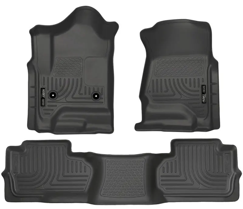 Husky Liners Weatherbeater Black Front&2Nd Seat Floor Liners - 14 Silverado/Gmc Sierra Dbl Cab 2