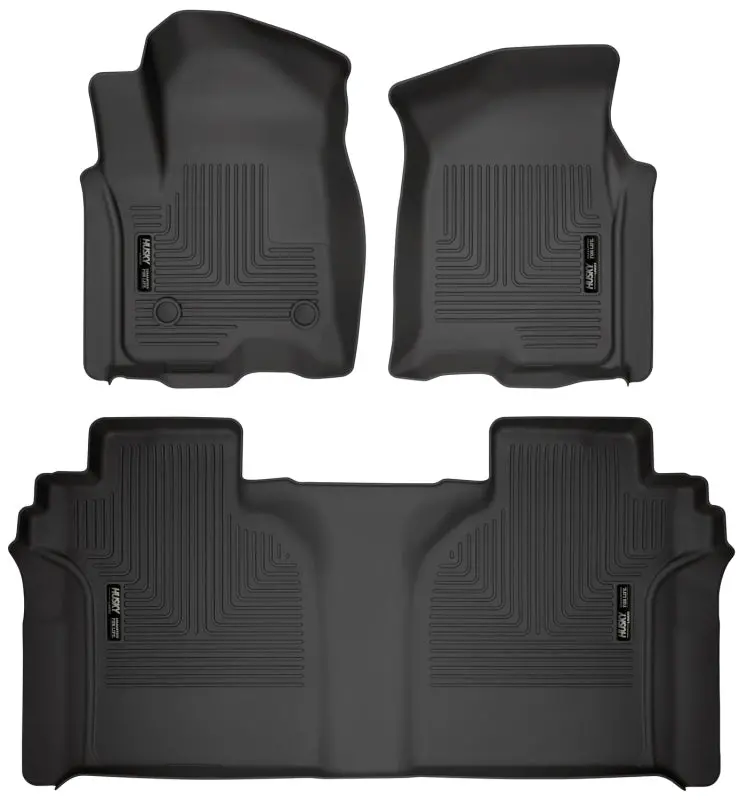 Husky Liners Weatherbeater Blk Front & 2Nd Seat Floor Liners 19-23 Chevrolet Silverado 1500 Crew Cab 1