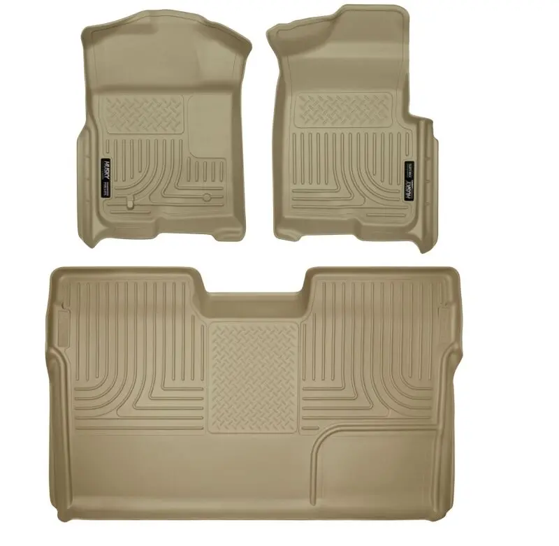 Husky Liners Weatherbeater Combo Tan Floor Liners For 09-12 Ford F-150 Super Crew Cab 1