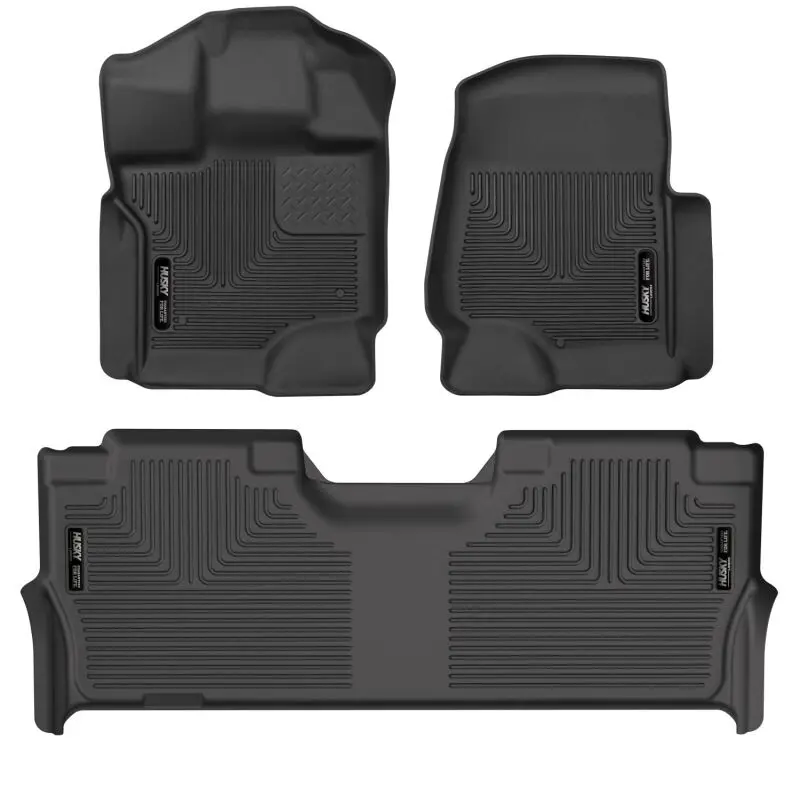 Husky Liners X-Act Contour Front & Second Row Seat Floor Liners - Black For 21-23 Ford F-150 Cc Sc 1