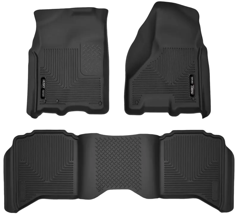 Husky Liners X-Act Contour Front & Second Seat Floor Liners - Black For 09-18 Dodge Ram 1500 Crew Cab 1