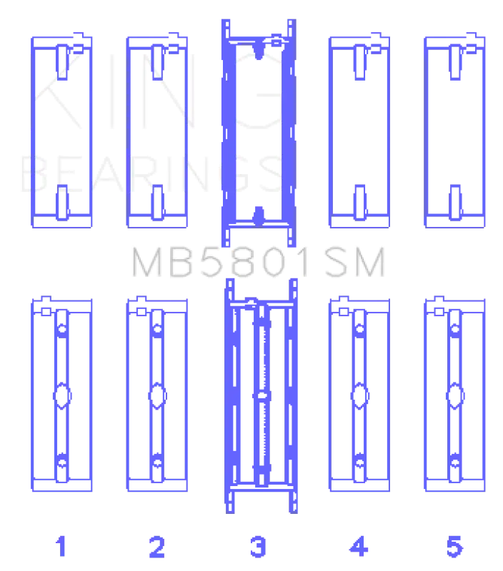 King Engine Bearings Bmw N63/S63 Crankshaft Main Bearing Set Size +0.25Mm For 2011-2019 Bmw 5 Series, 6 Series, 7 Series, X5, X6 1
