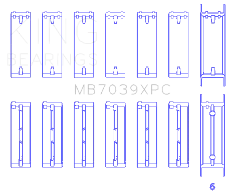 King Engine Bearings Crankshaft Main Bearings Set - 7 Pairs Coated For Bmw M20/M50 2.0L/2.5L/2.7L 2