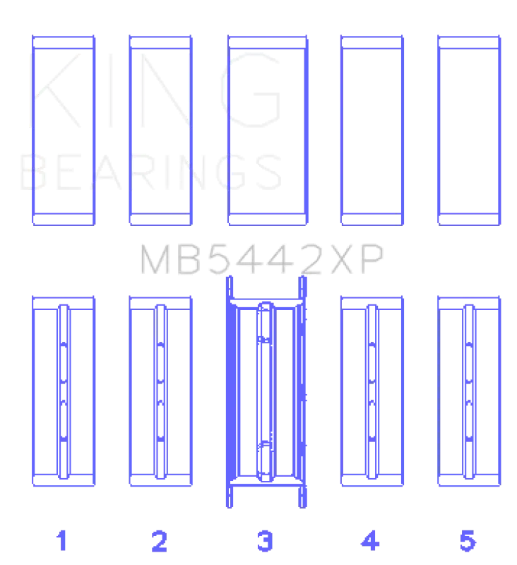 King Engine Bearings Ford 2.0 2.3L Ecoboost Crankshaft Main Bearing Set (5 Pack) 1