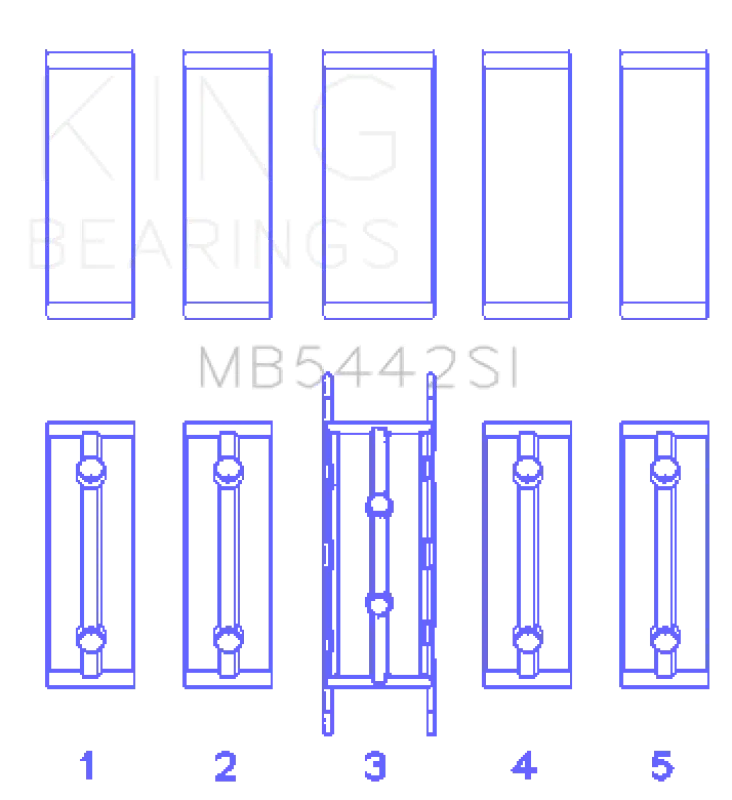 King Engine Bearings Main Bearing Set Silicon Bi-Metal Aluminum Size Std For Ford/Mazda Duratec 2.0/2.3 Dohc 1