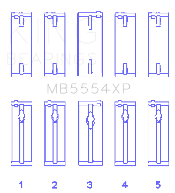 King Engine Bearings Performance Main Bearing Set - Trimetal Race Bearings - Size Std (Toyota 3Sgte) 1