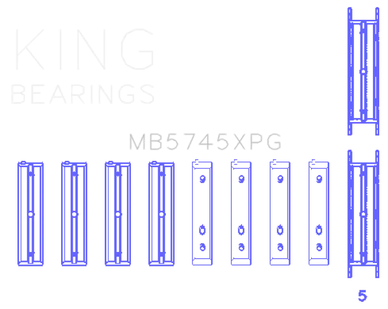 King Engine Bearings Performance Tri-Metal Main Bearing Set +.025Mm - Subaru Fa20 Fb20 1