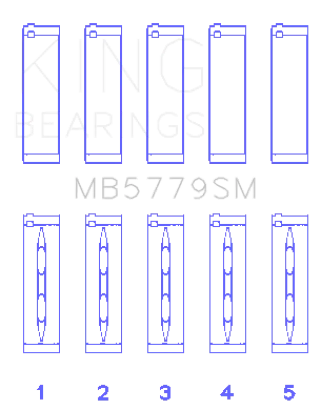 King Main Bearing Set For Audi Cdaa/Cdha/Cdhb/Cdab - Set Of 5 Size Std 1