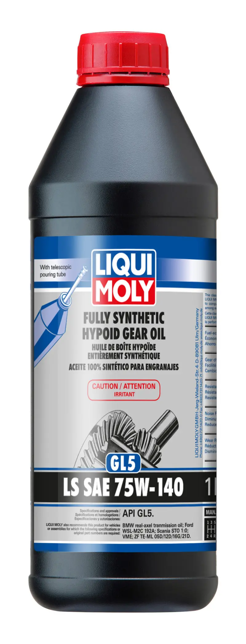 Liqui Moly Fully Synthetic Hypoid Gear Oil 1L Sae 75W140 - Bmw X5, X6, Aston Martin Db9, Acura Mdx, Audi 90 Quattro 1