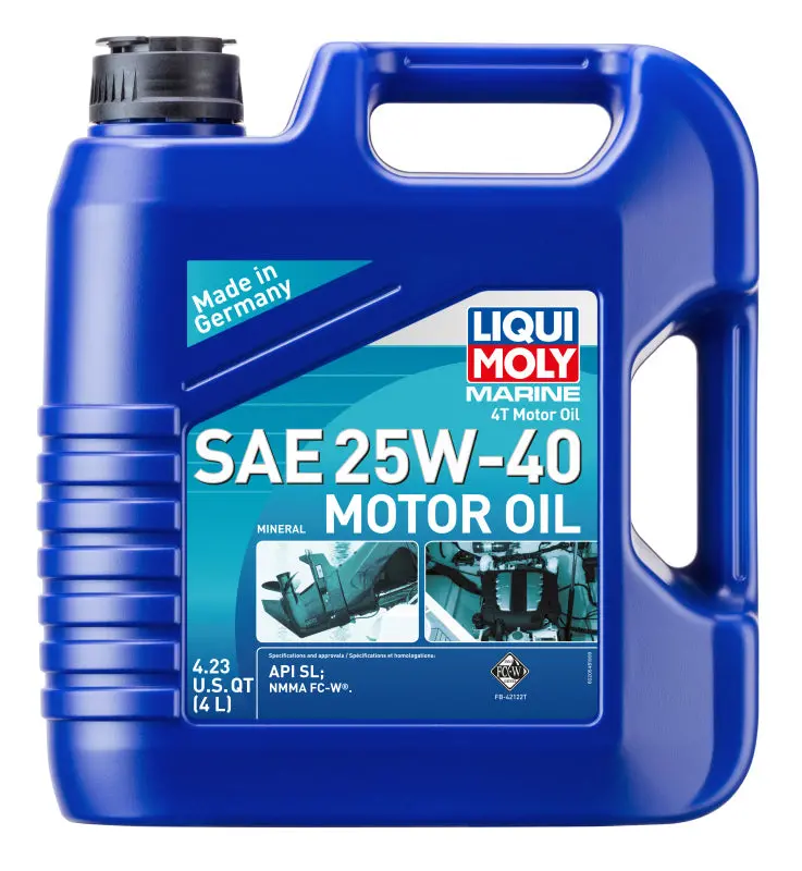 Liqui Moly Marine 4T Motor Oil 25W40 4 Liter Mineral Based With Marine Additives And Wear Protection 1