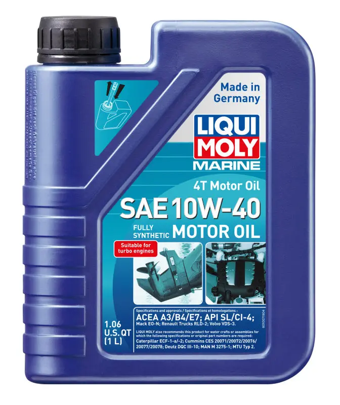 Liqui Moly Marine 4T Motor Oil Sae 10W40 Fully Synthetic Heavy Duty Engine Protection 1