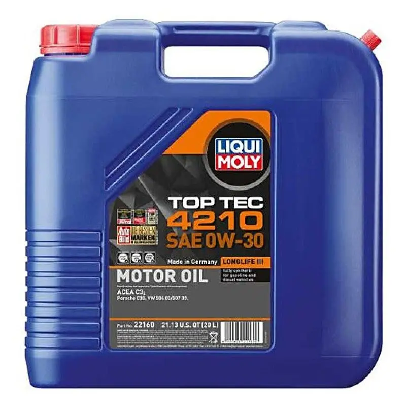 Liqui Moly Top Tec 4210 0W30 Motor Oil - 20L - Acura Integra (97-01 Gs, 96-01 Gs-R, Ls, Rs, Special Edition, 97-98, 00-01 Type R) 1