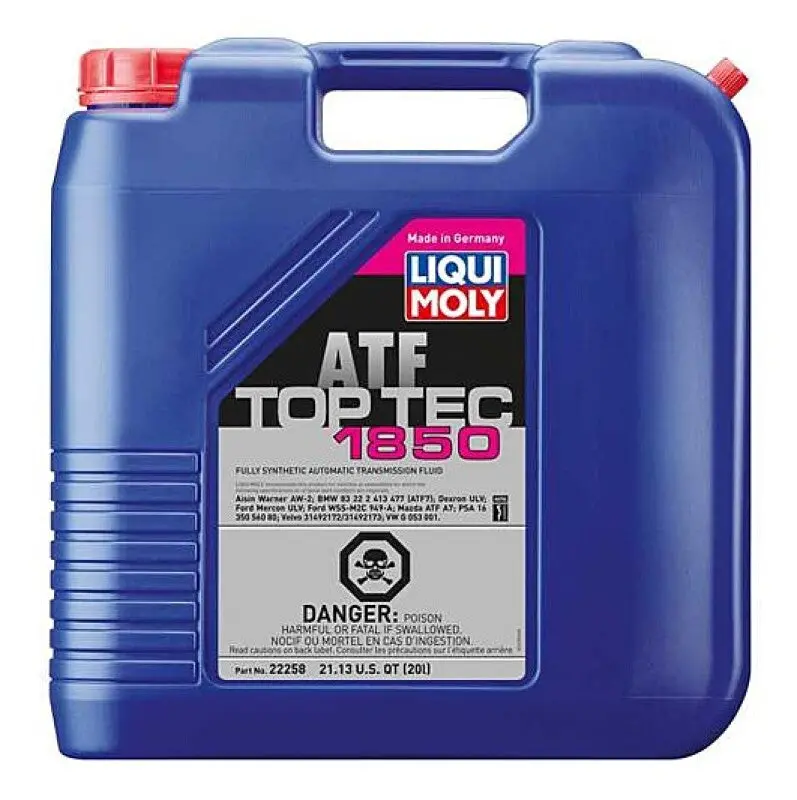 Liqui Moly Top Tec Atf 1850 - 20L Container - Bmw 228I Gran Coupe, X1, X2, Cadillac Ct4, Ct5, Escalade, Escalade Esv, Lyriq, Chevrolet Blazer Ev, Camaro, Silverado, Suburban, Tahoe, Ford Bronco, Bronco Sport, Ecosport, Edge, Escape, Expedition, Explorer, 1