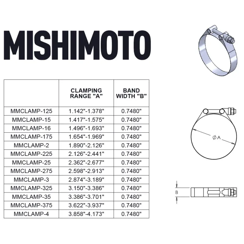 Mishimoto 3 Inch Stainless Steel T-Bolt Clamps Gold 2