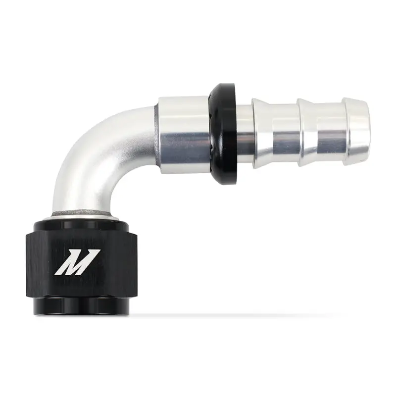 Mishimoto 90 Degree Push Lock Fitting - 10An - Silver And Black Anodized 1