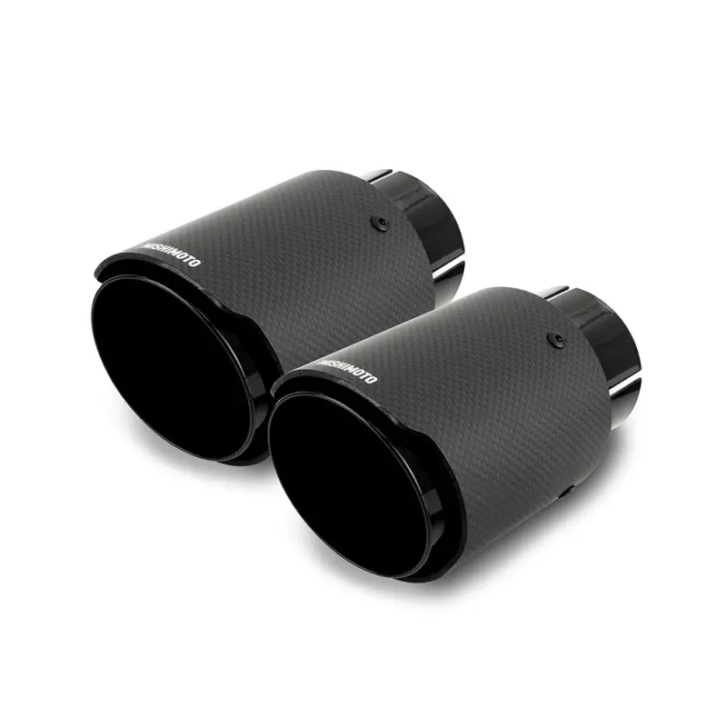 Mishimoto Carbon Fiber Muffler Tip Set 2.5In Inlet 3.5In Outlet Black 1