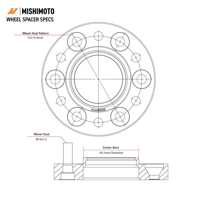 Mishimoto Mishimoto Wheel Spacers 5X114.3 64.1 Cb M14x1.5 25Mm Bk 2