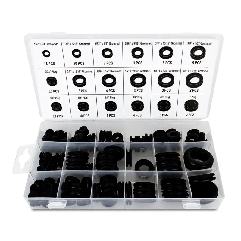 Mishimoto Rubber Grommet Assortment - 125Pc Durable Nitrile Kit With 11 Grommet Sizes And 7 Plug Sizes For Automotive Applications 1
