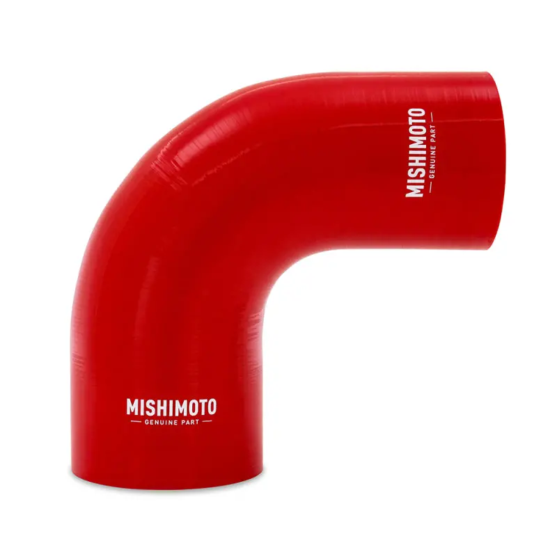 Mishimoto Silicone Reducer Coupler 90 Deg 3.5In To 4In Red 1