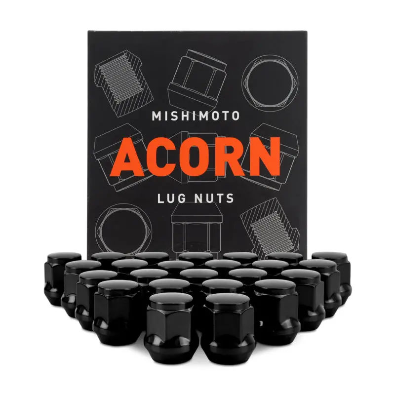 Mishimoto Steel Acorn Lug Nuts With M14 X 1.5 Threads - Set Of 24 - Black 1