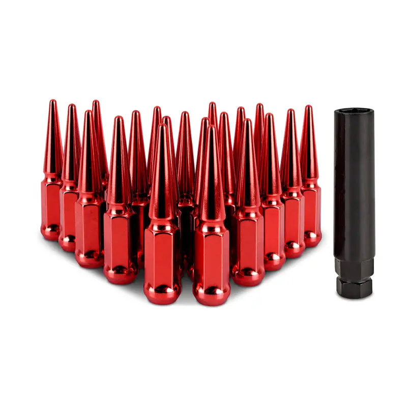 Mishimoto Steel Spiked Lug Nuts 20-Piece Set M12x1.5 - Red 1