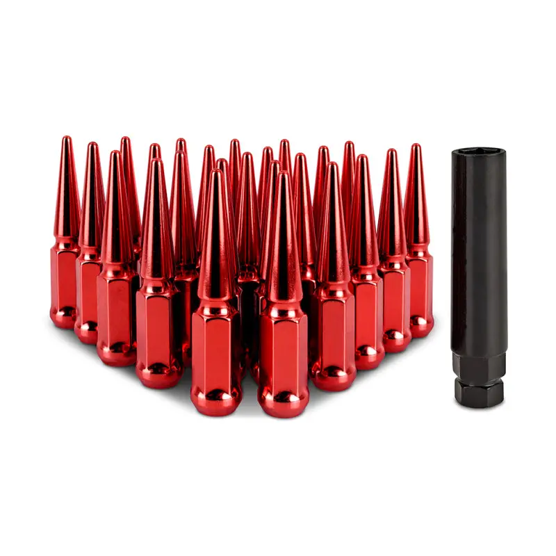 Mishimoto Steel Spiked Lug Nuts M12 X 1.5 24Pc Set Red For Multiple Vehicles 1