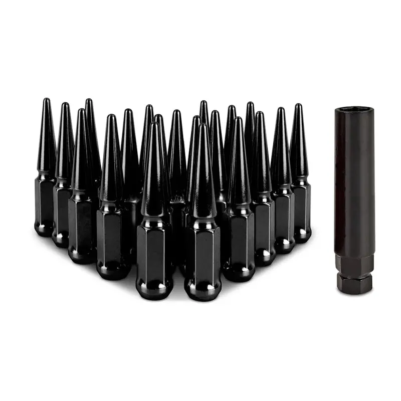 Mishimoto Steel Spiked Lug Nuts M12x1.5 20 Piece Set Black 1
