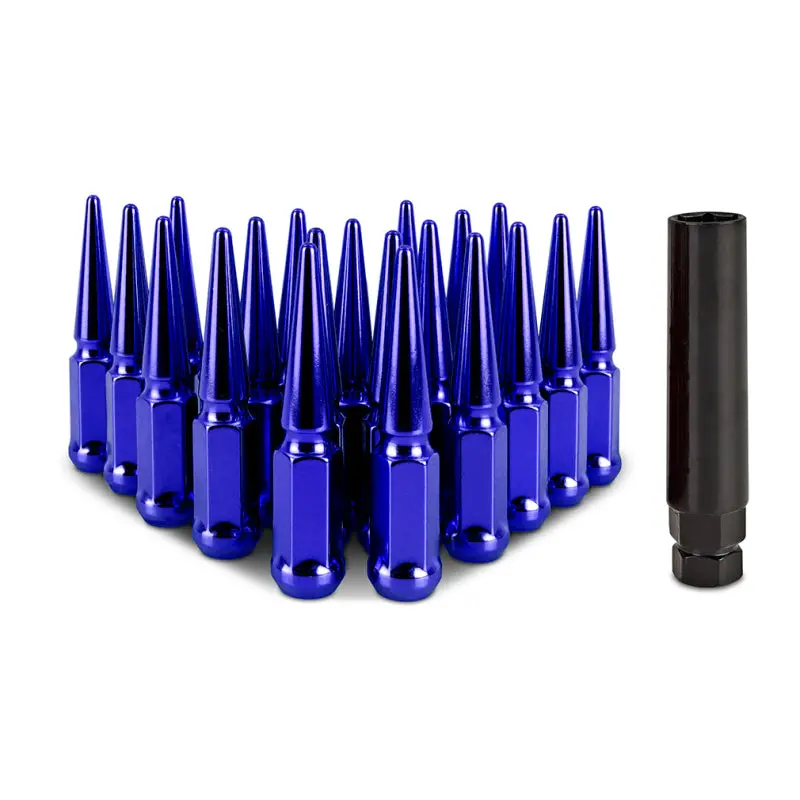 Mishimoto Steel Spiked Lug Nuts M12x1.5 20Pc Set Blue 1