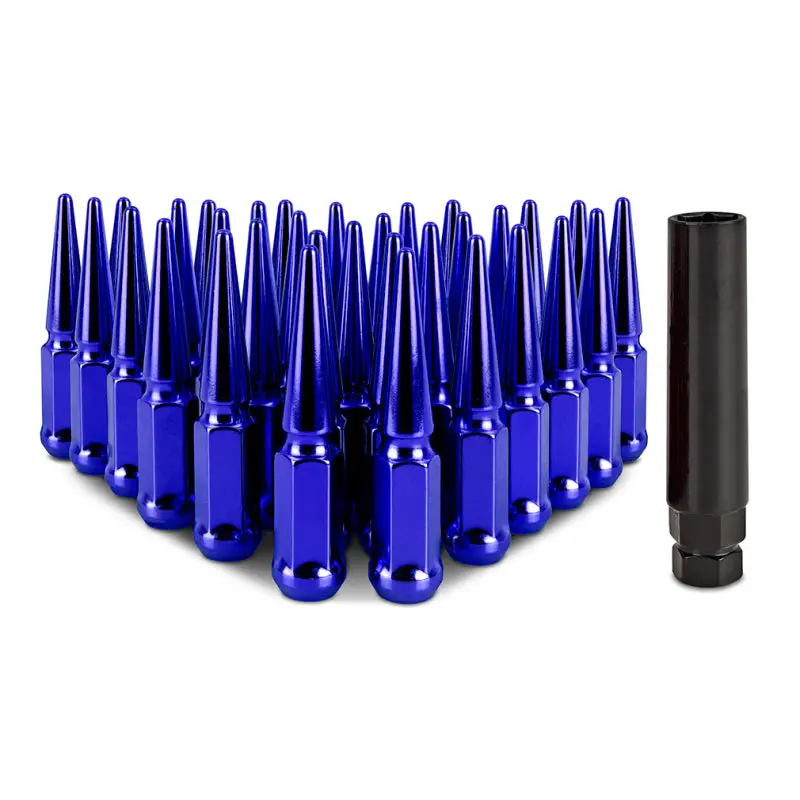 Mishimoto Steel Spiked Lug Nuts M14 X 1.5 32Pc Set Blue 1