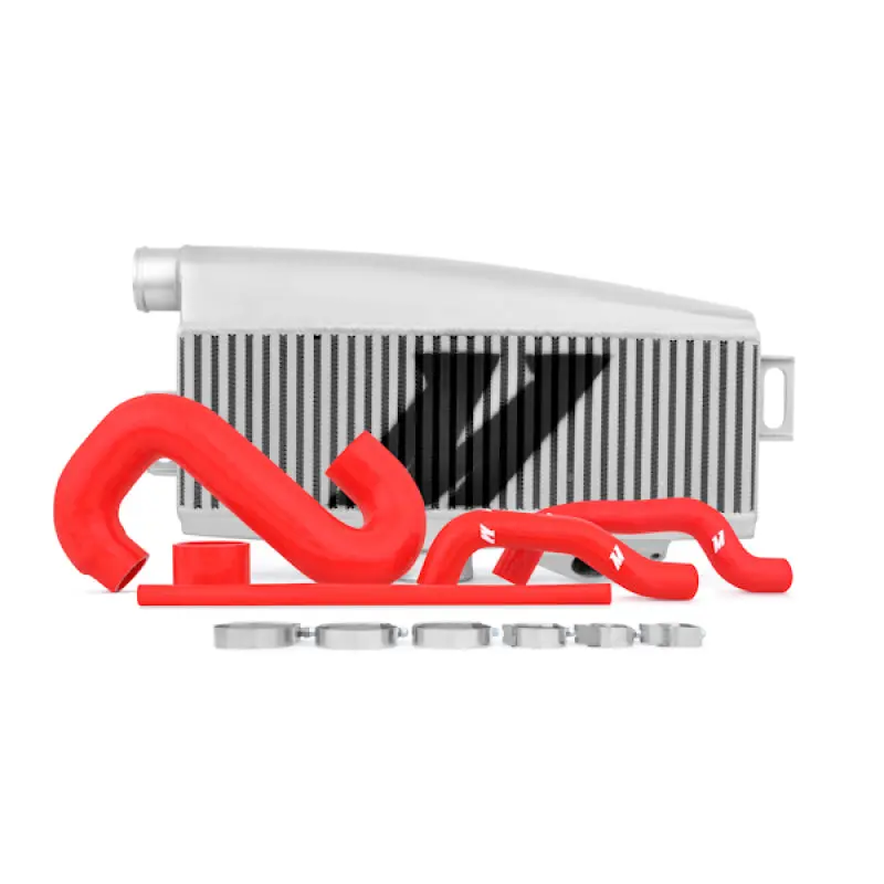Mishimoto Top-Mount Intercooler Kit For Subaru 02-07 Wrx/04-07 Sti With Powder Coated Silver & Red Hoses 1